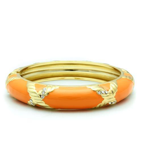 LO1956 - Gold White Metal Bangle with Top Grade Crystal  in Clear