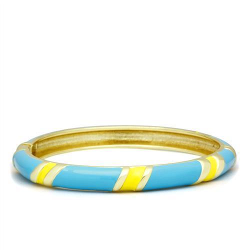 LO2143 - Flash Gold White Metal Bangle with Epoxy  in No Stone