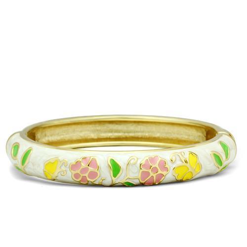 LO2149 - Flash Gold White Metal Bangle with Epoxy  in No Stone