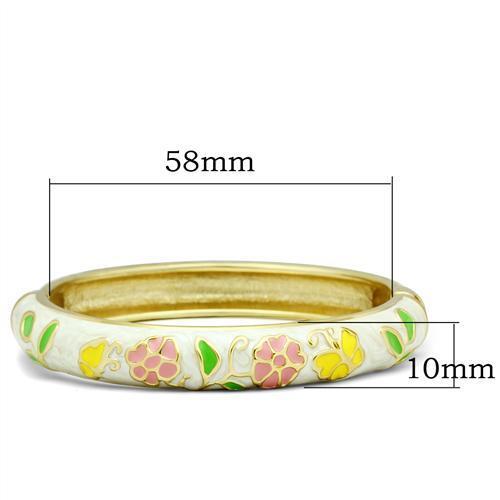 LO2149 - Flash Gold White Metal Bangle with Epoxy  in No Stone