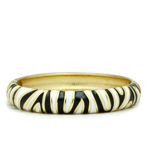 LO2152 - Flash Gold White Metal Bangle with Epoxy  in No Stone