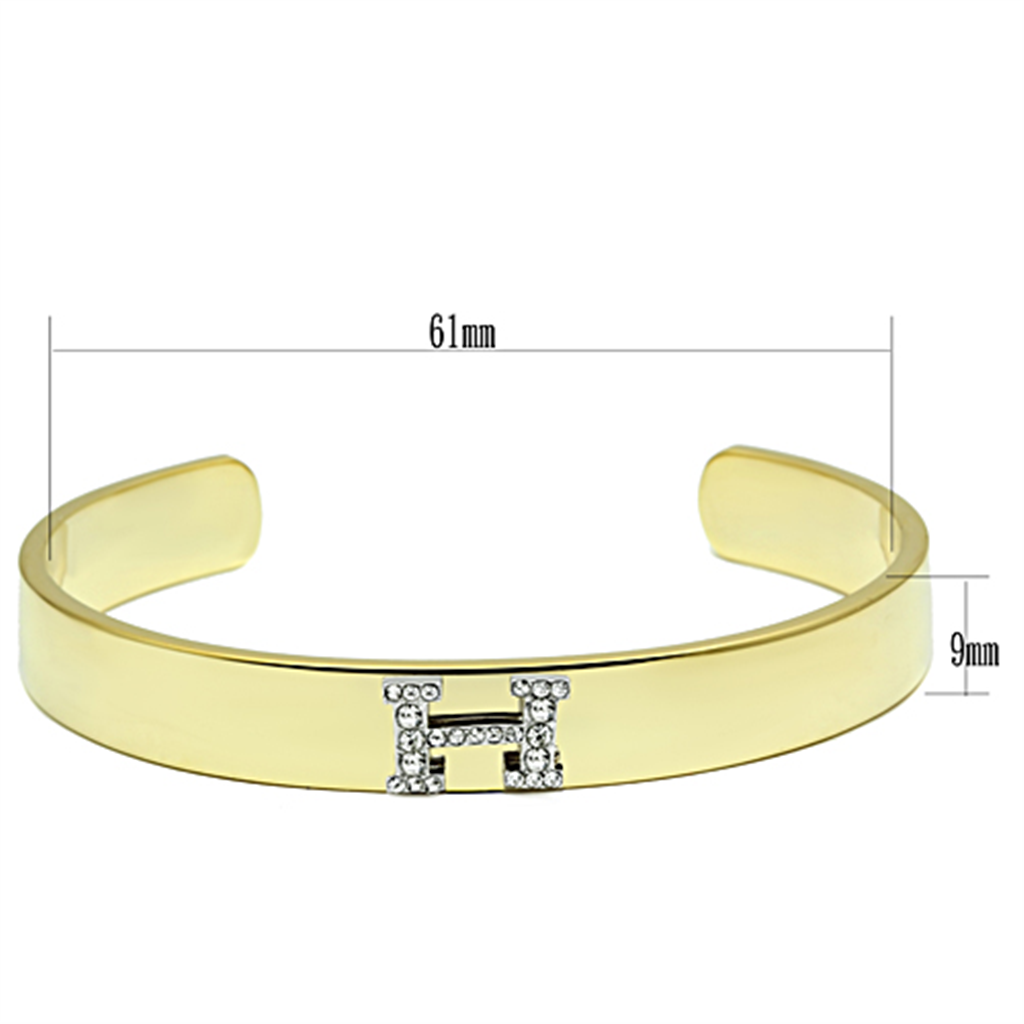 LO2577 - Gold+Rhodium White Metal Bangle with Top Grade Crystal  in Clear