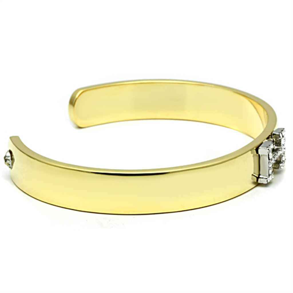 LO2577 - Gold+Rhodium White Metal Bangle with Top Grade Crystal  in Clear