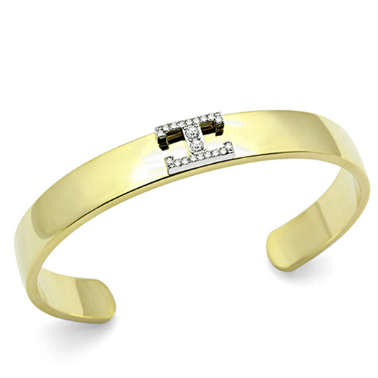 LO2578 - Gold+Rhodium White Metal Bangle with Top Grade Crystal  in Clear