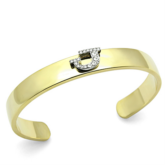 LO2579 - Gold+Rhodium White Metal Bangle with Top Grade Crystal  in Clear