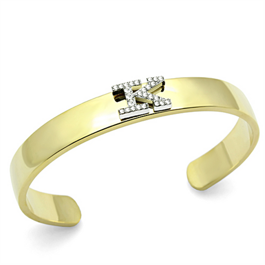 LO2580 - Gold+Rhodium White Metal Bangle with Top Grade Crystal  in Clear