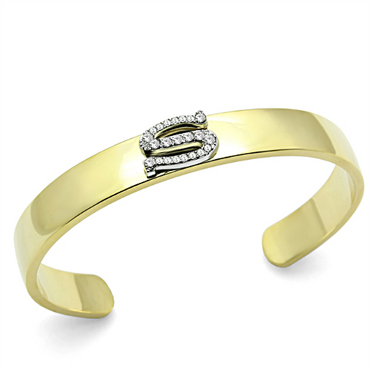 LO2588 - Gold+Rhodium White Metal Bangle with Top Grade Crystal  in Clear