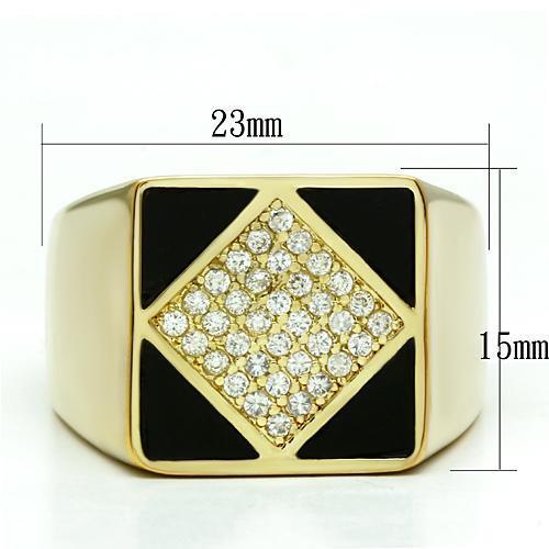 LO2608 - Gold Brass Ring with AAA Grade CZ  in Clear