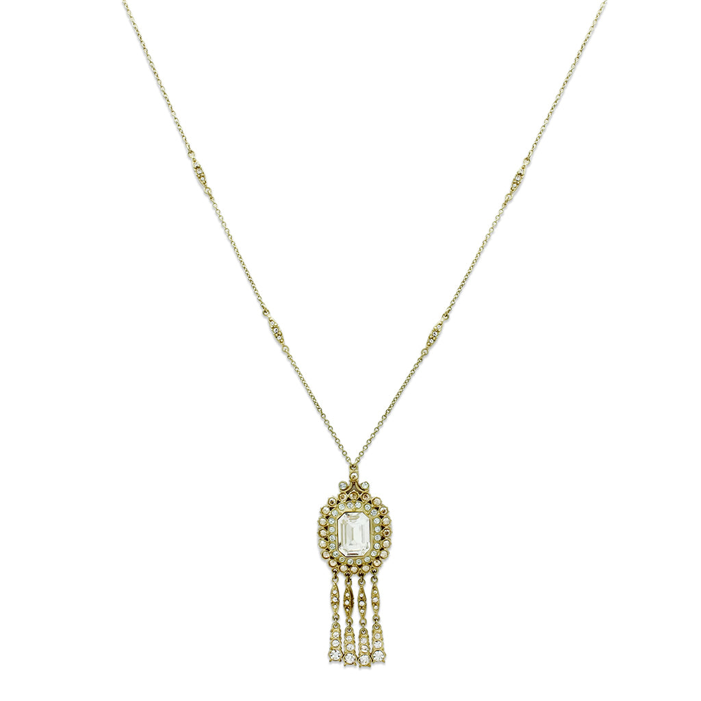 LO2626 - Gold Brass Necklace with Top Grade Crystal  in Clear