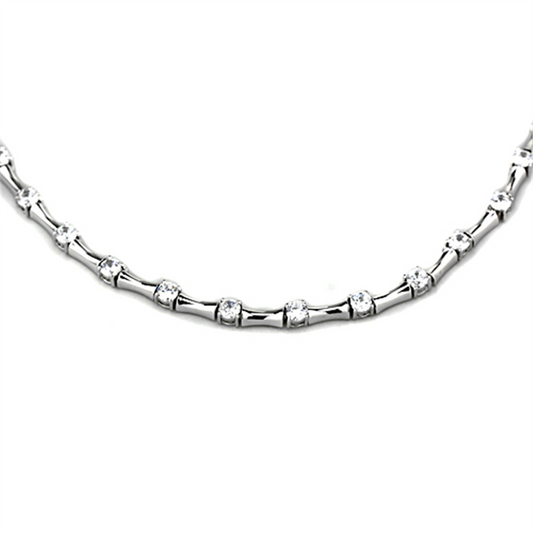 LO2709 - Rhodium Brass Necklace with AAA Grade CZ  in Clear