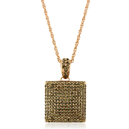 LO3472 - Rose Gold Brass Chain Pendant with Top Grade Crystal  in Smoked Quartz