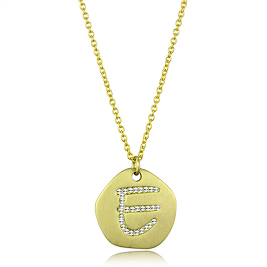 LO3481 - Gold Brass Chain Pendant with Top Grade Crystal  in Clear