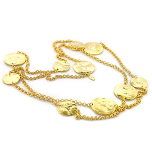 LO367 - Gold Brass Necklace with No Stone