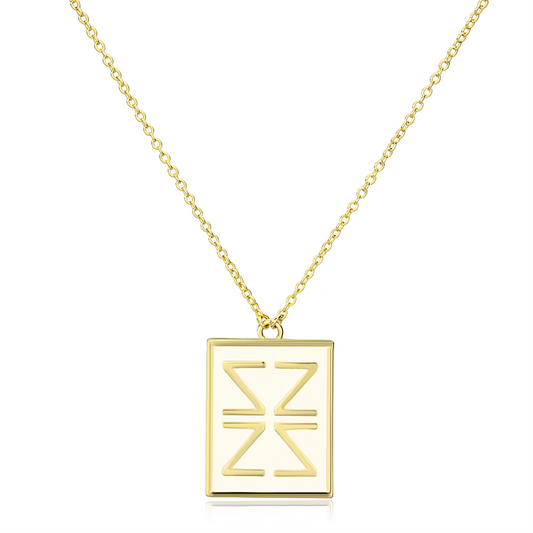 LO3684 - Gold Brass Chain Pendant with Epoxy  in White