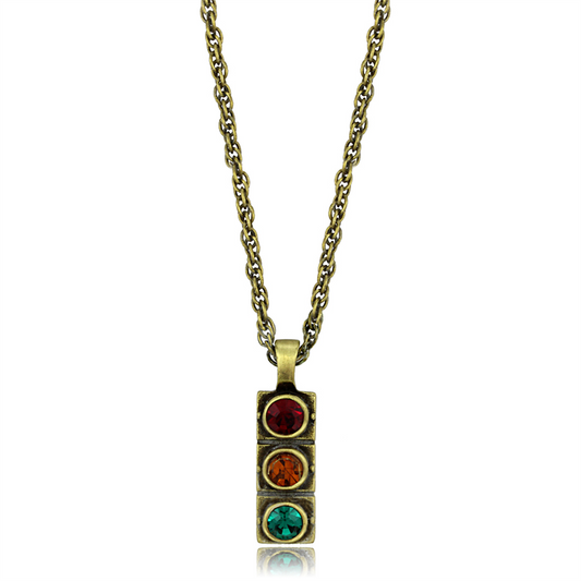 LO3836 - Antique Copper Brass Chain Pendant with Top Grade Crystal  in Multi Color