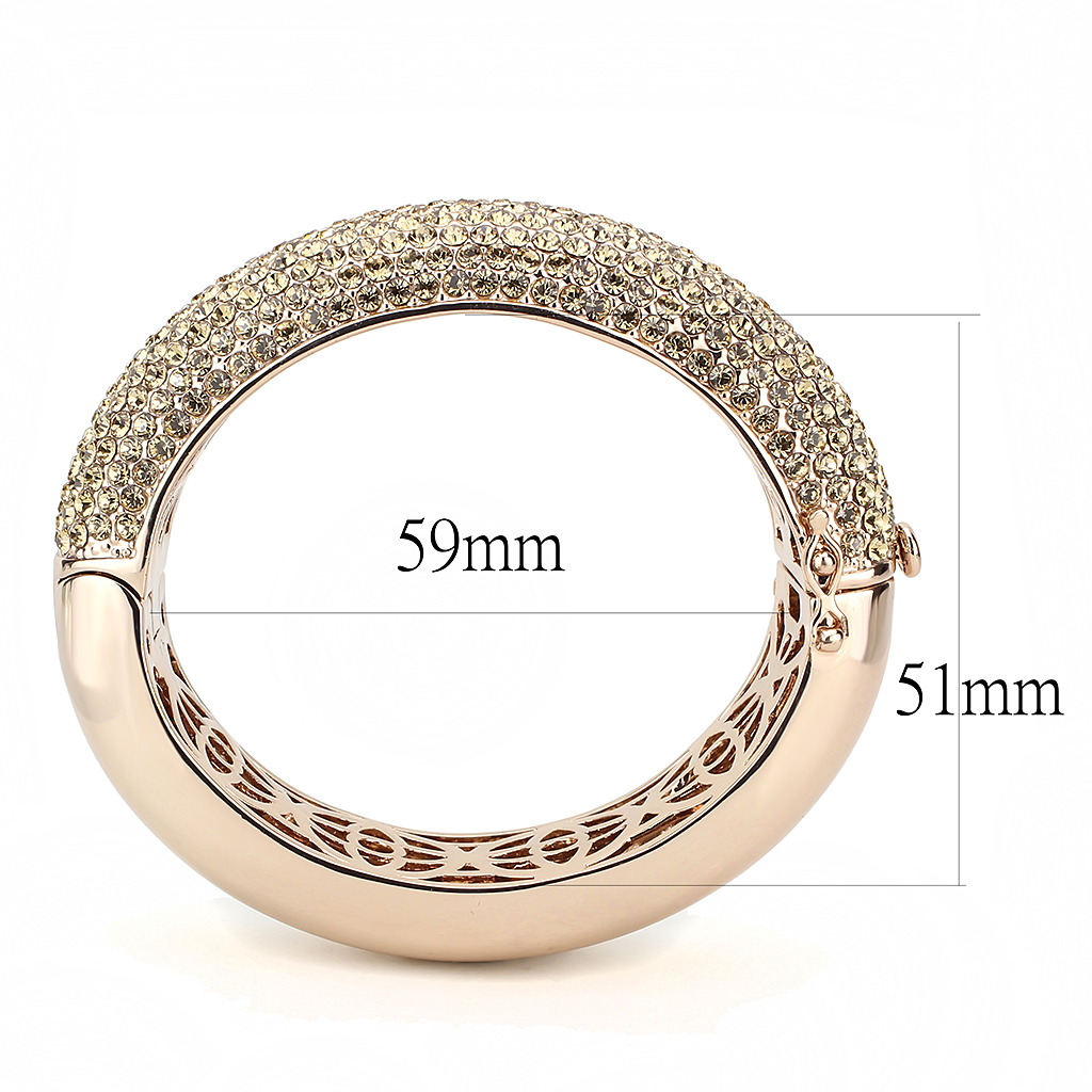 LO4270 - Rose Gold+e-coating Brass Bangle with Top Grade Crystal  in Citrine Yellow