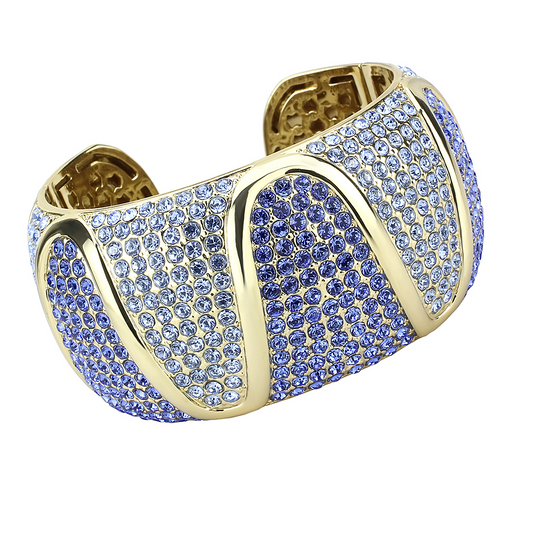 LO4276 - Gold Brass Bangle with Top Grade Crystal  in Multi Color