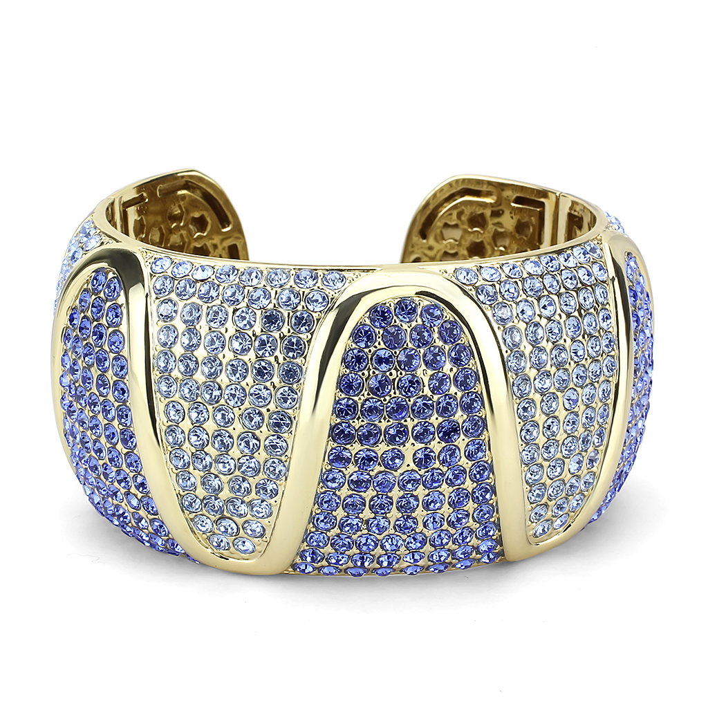 LO4276 - Gold Brass Bangle with Top Grade Crystal  in Multi Color