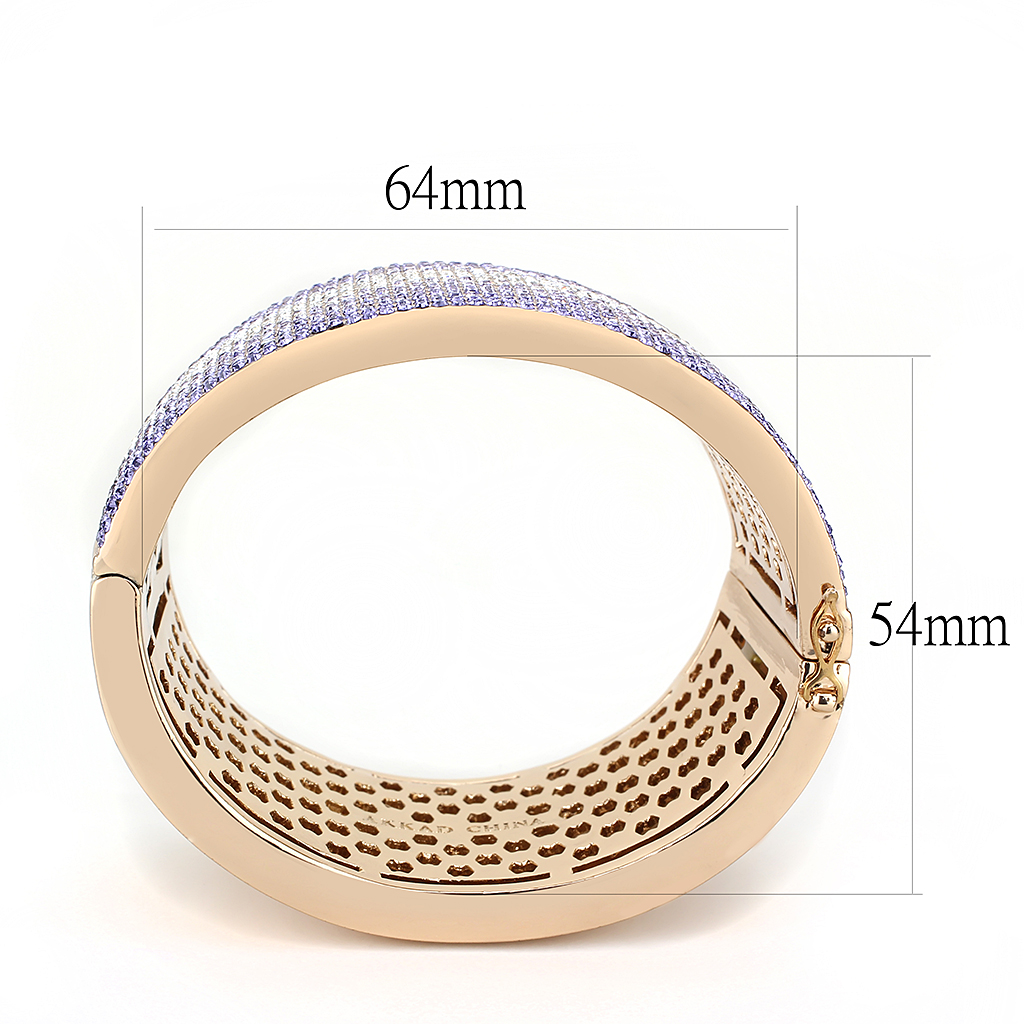 LO4279 - Rose Gold+e-coating Brass Bangle with Top Grade Crystal  in Multi Color