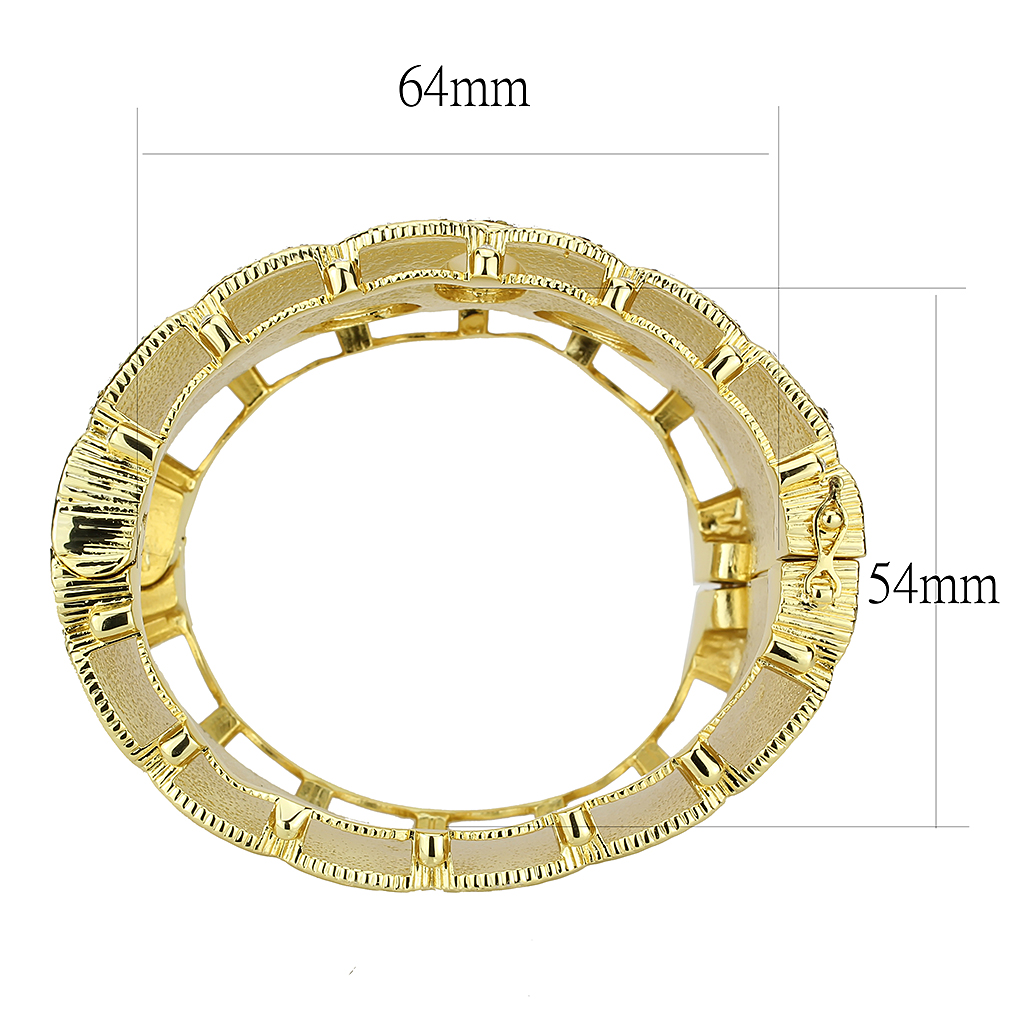 LO4285 - Gold Brass Bangle with Synthetic  in White