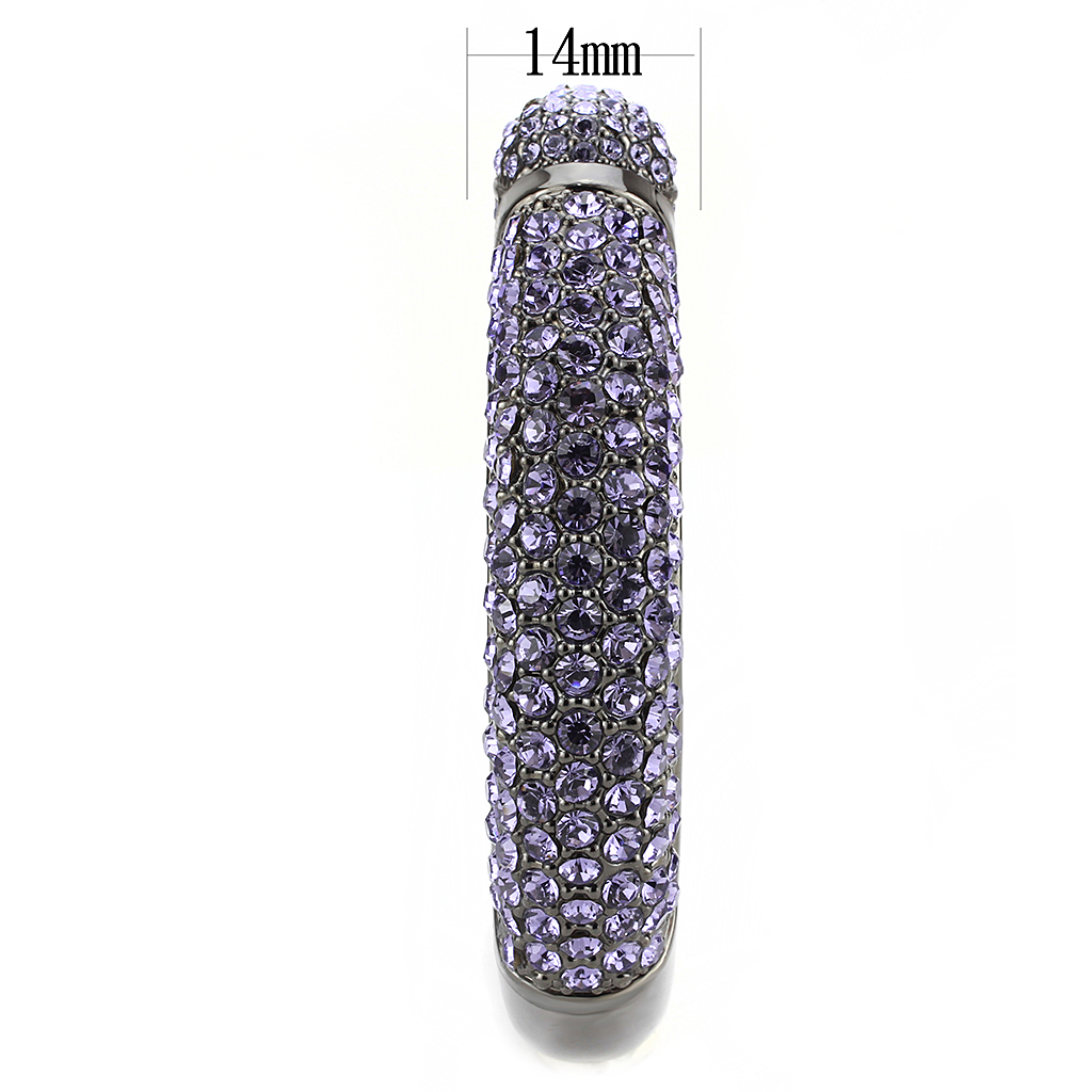 LO4312 - TIN Cobalt Black Brass Bangle with Top Grade Crystal  in Tanzanite