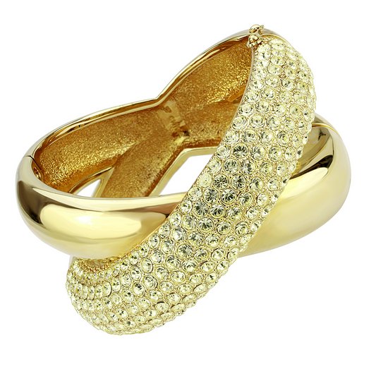 LO4321 - Gold Brass Bangle with Top Grade Crystal  in Citrine Yellow