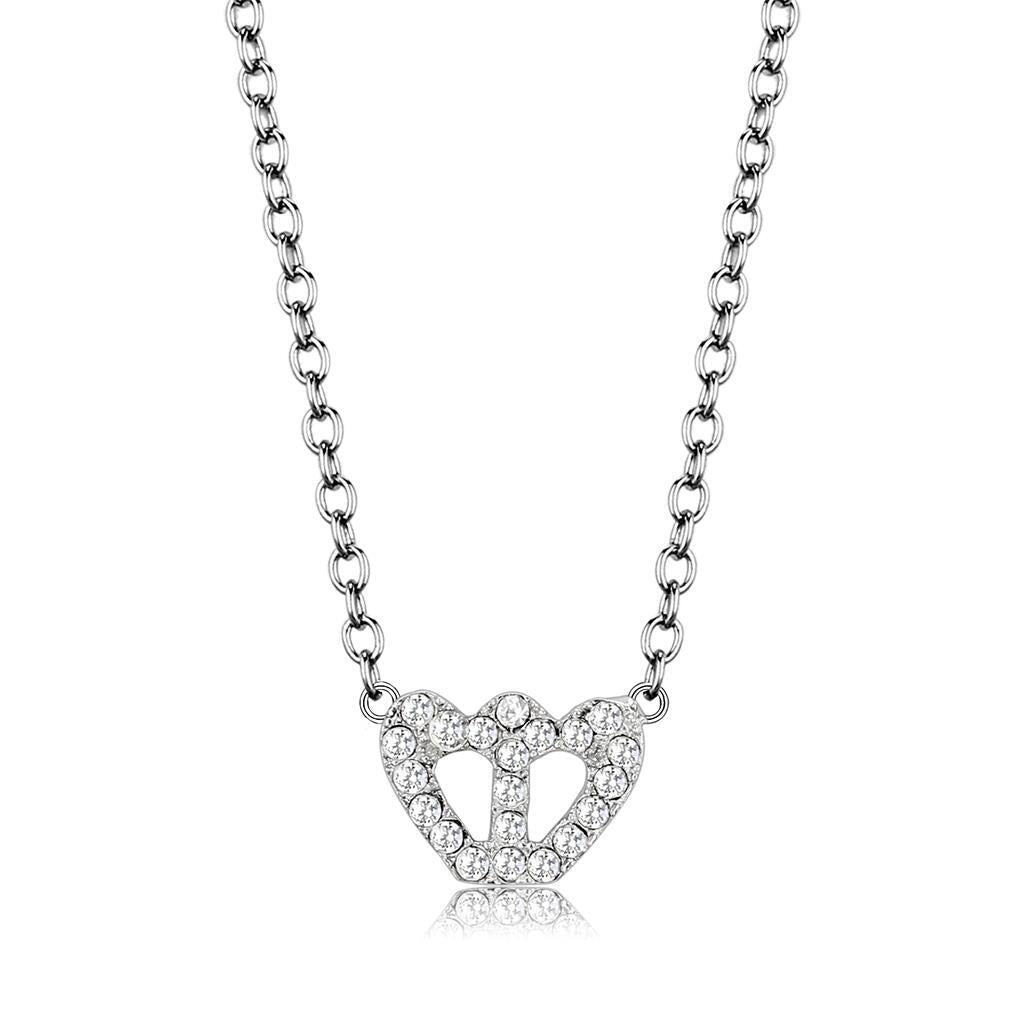 LO4694 - Rhodium Brass Necklace with Top Grade Crystal  in Clear