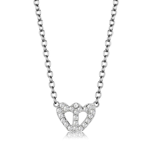 LO4694 - Rhodium Brass Necklace with Top Grade Crystal  in Clear