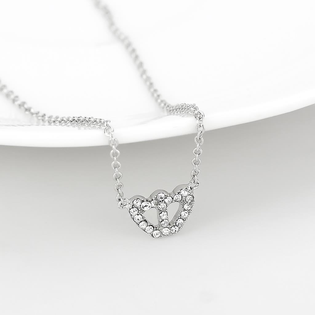 LO4694 - Rhodium Brass Necklace with Top Grade Crystal  in Clear