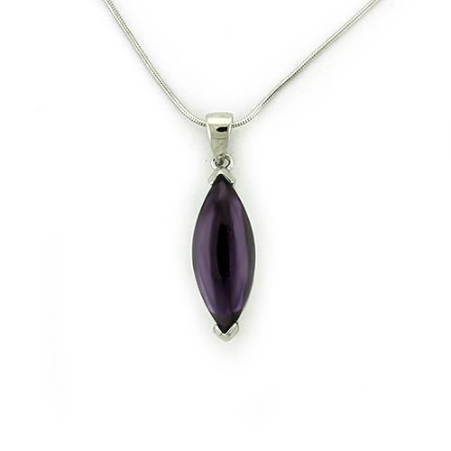 LOAS1316 - Rhodium 925 Sterling Silver Chain Pendant with AAA Grade CZ  in Amethyst