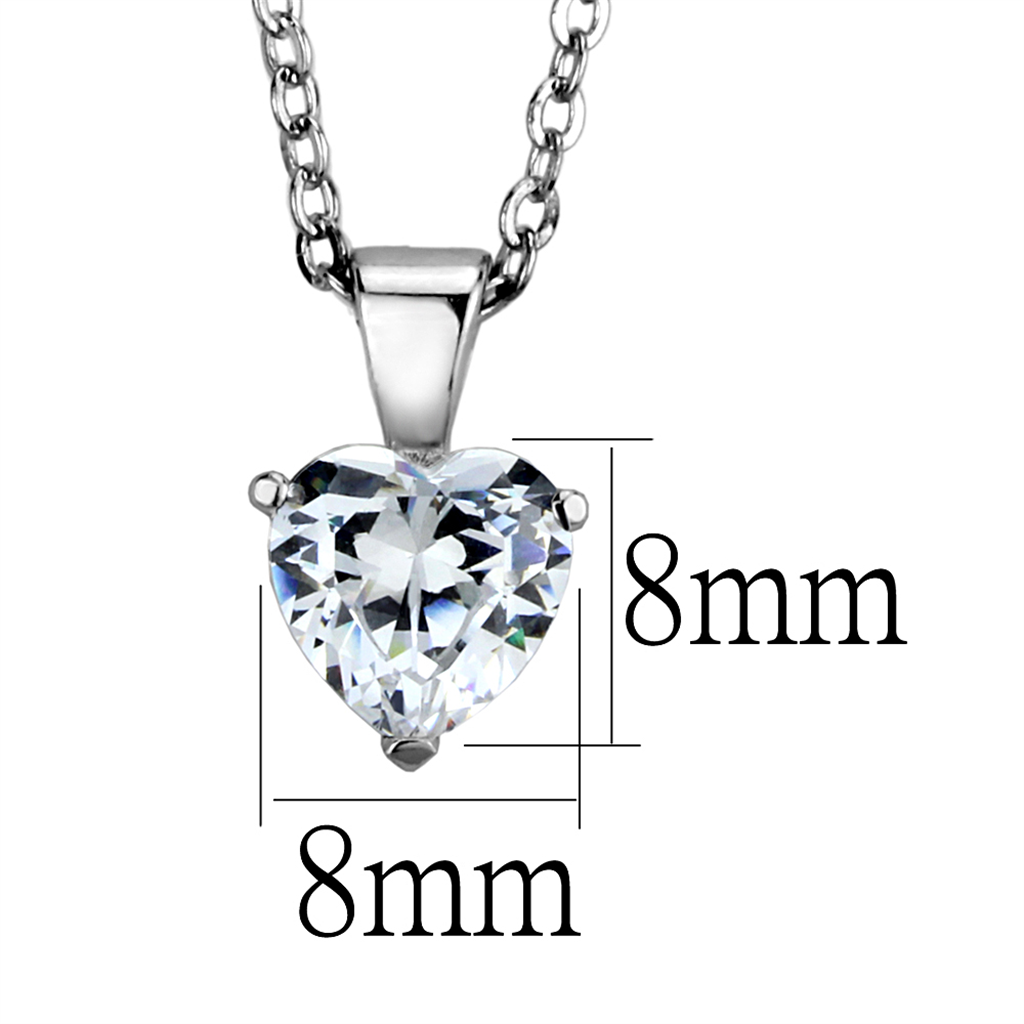 LOS888 - Rhodium 925 Sterling Silver Chain Pendant with AAA Grade CZ  in Clear