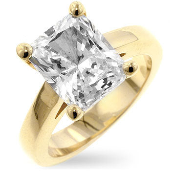 Cubic Zirconia Radiant Solitaire Ring