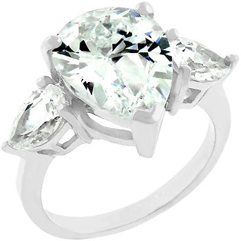 Cubic Zirconia Pear Triplet Ring