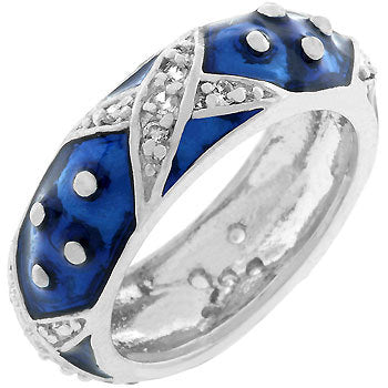 Marbled Navy Blue Enamel Ring