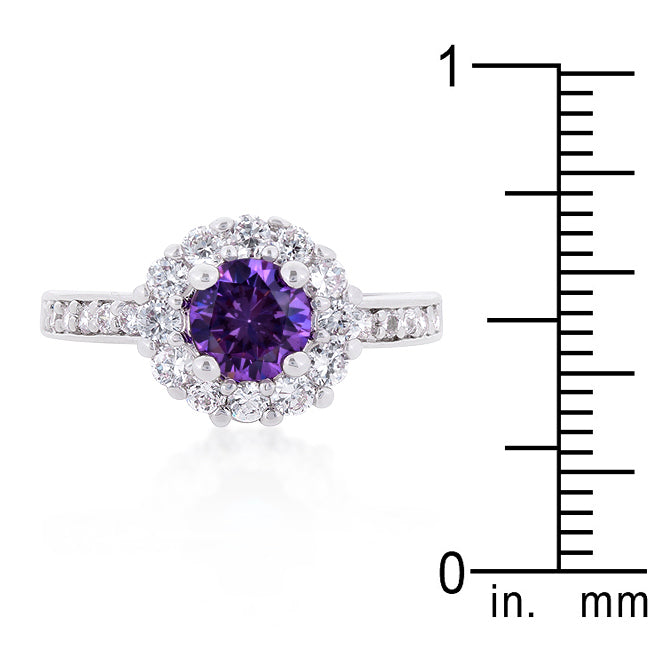 Purple Halo Engagement Ring