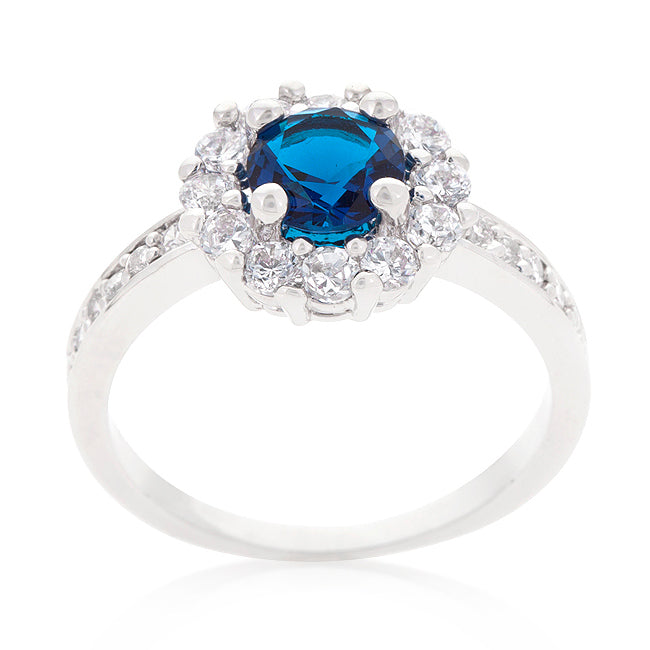 Sapphire Blue Halo Engagement Ring