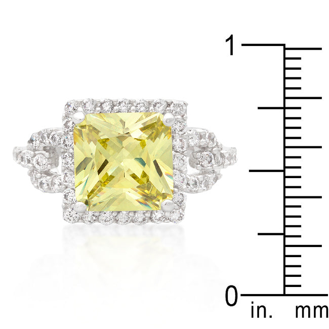 Halo Style Princess Cut Peridot Cocktail Ring