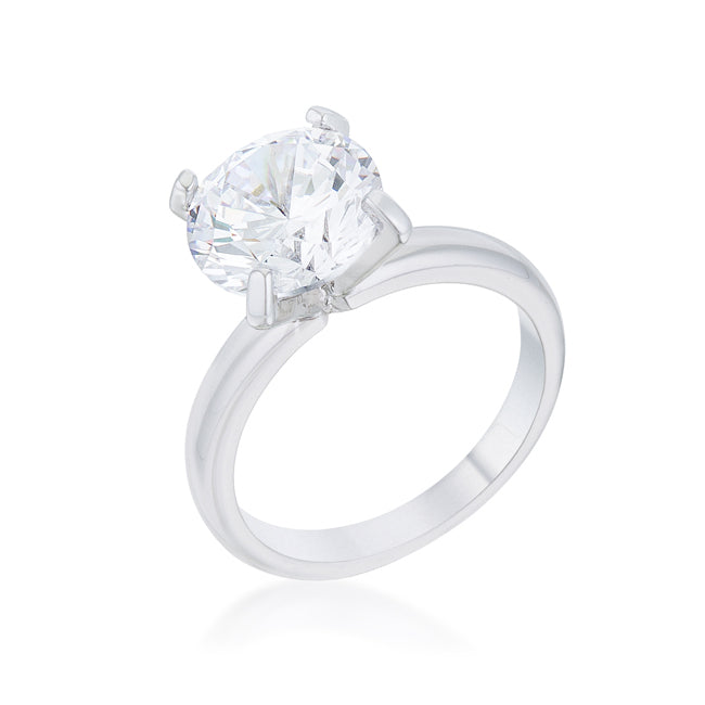 Hanna 4.4ct CZ Rhodium Classic Solitaire Ring