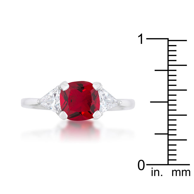 Shonda 1.8ct Garnet CZ Rhodium Cushion Classic Statement Ring