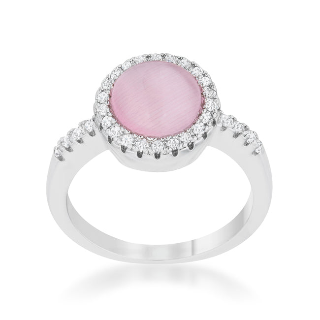 Patricia 0.3ct CZ Pink Cat's Eye Rhodium Classic Ring