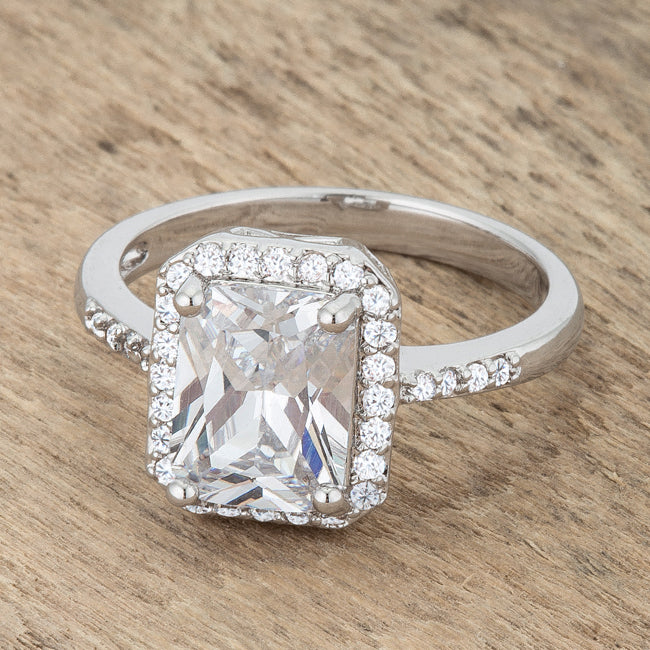 Ariana 2.95ct CZ Rhodium Classic Ring