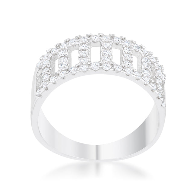 Rey 0.5ct CZ Rhodium Contemporary Band Ring