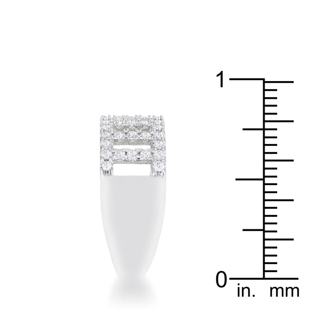 Rey 0.5ct CZ Rhodium Contemporary Band Ring