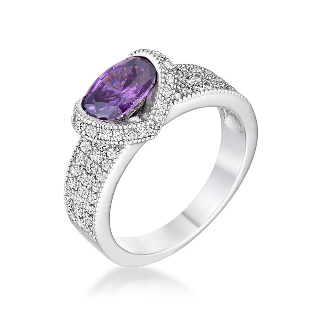 1.6 Ct Amethyst Oval CZ Ring