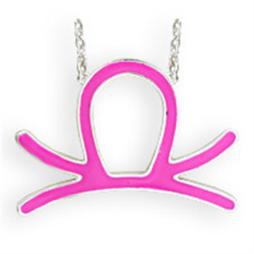 SNK01PINK - Silver Brass Chain Pendant with Epoxy  in Rose