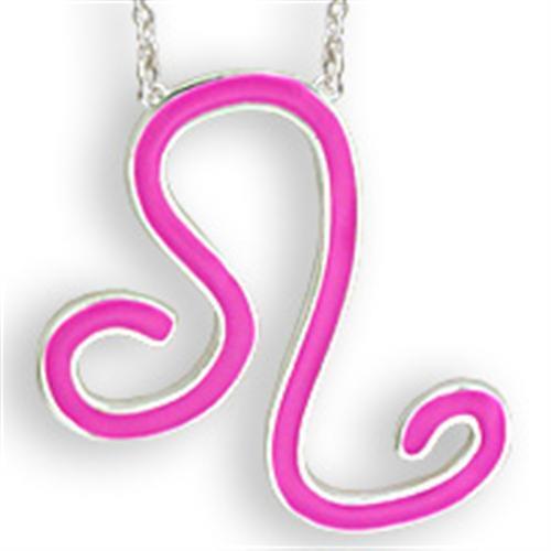 SNK06PINK - Silver Brass Chain Pendant with Epoxy  in Rose