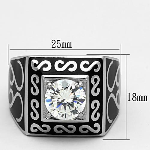 TK1050 - High polished (no plating) Stainless Steel Ring with AAA Grade CZ  in Clear