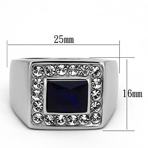 TK1051 - High polished (no plating) Stainless Steel Ring with Synthetic Synthetic Glass in Montana