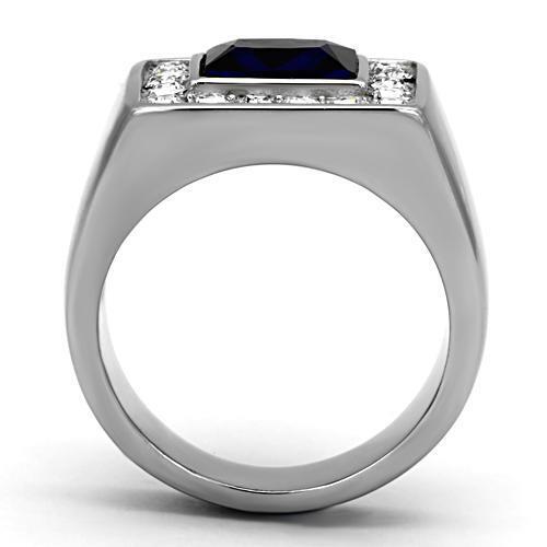 TK1051 - High polished (no plating) Stainless Steel Ring with Synthetic Synthetic Glass in Montana