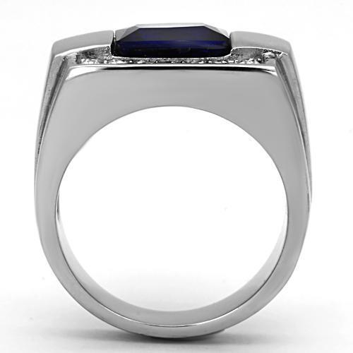 TK1058 - High polished (no plating) Stainless Steel Ring with Synthetic Synthetic Glass in Montana